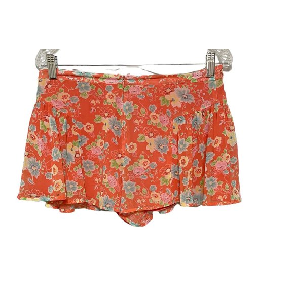Free People Size 4 Coral Floral Flowy Boho Short Pants - Picture 3 of 8